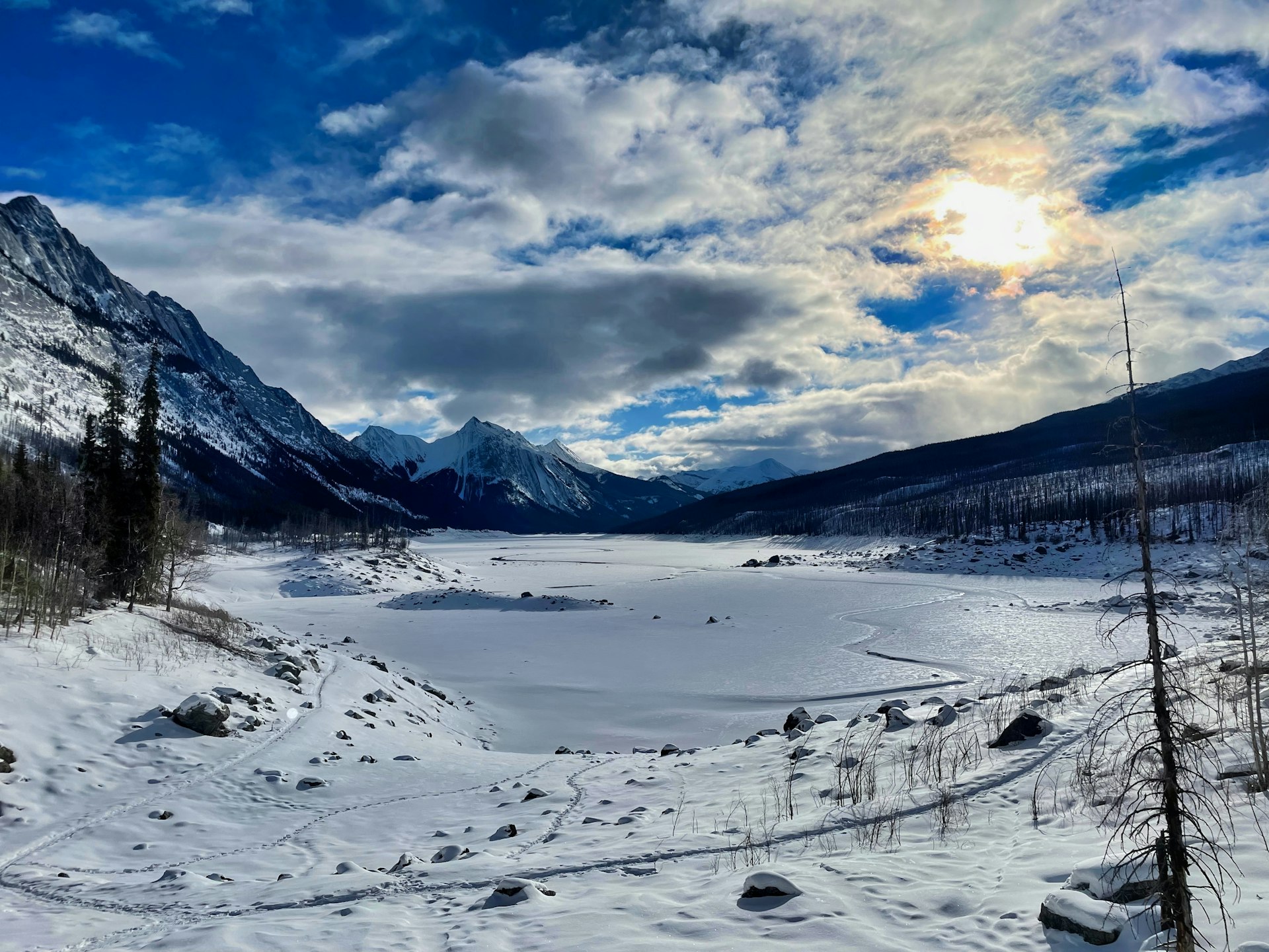 Winter on Medicine Lake with snow blanketing the landscape